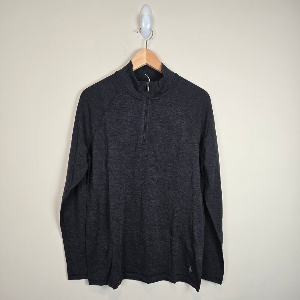 Smartwool Women's Size 1X Classic Thermal Merino Base Layer 1/4 Zip Top Charcoal